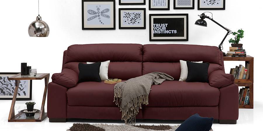Thiene Sofa (Wine Italian Leather)